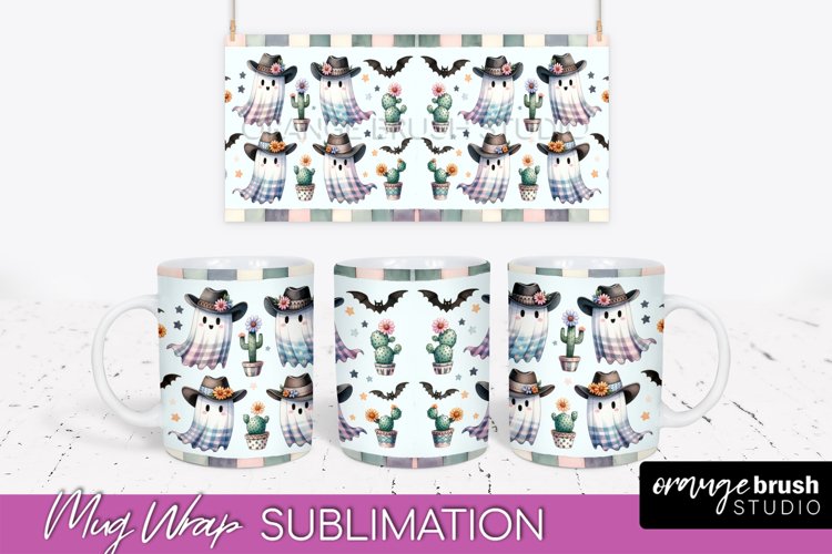 Ghost Mug Wrap - Western Halloween Mug Sublimation