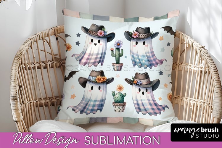 Western Halloween Pillow Sublimation - Ghost Pillow Cover example image 1
