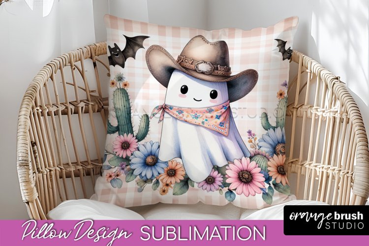 Western Halloween Pillow Sublimation - Ghost Pillow Cover example image 1