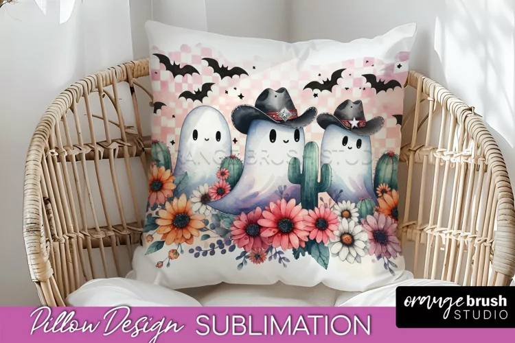 Western Halloween Pillow Sublimation - Ghost Pillow Cover