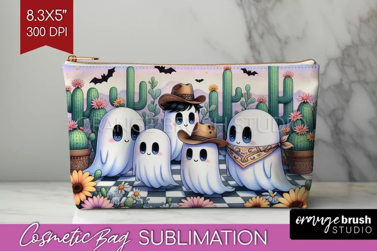 Ghost Cosmetic Bag - Western Halloween Makeup Bag
