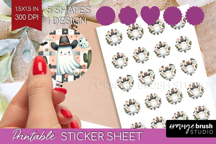 Ghost Round Sticker - Western Halloween Printable Sticker