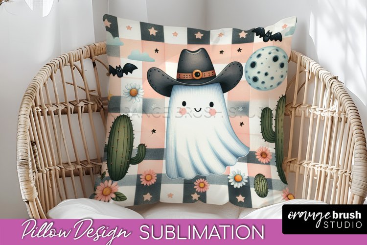 Western Halloween Pillow Sublimation - Ghost Pillow Cover example image 1