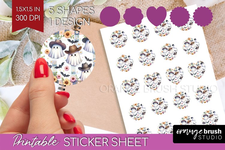 Ghost Round Sticker - Western Halloween Printable Sticker example image 1