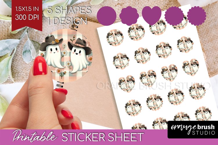 Ghost Round Sticker - Western Halloween Printable Sticker example image 1