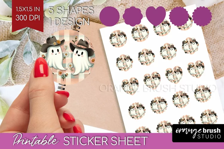 Ghost Round Sticker - Western Halloween Printable Sticker
