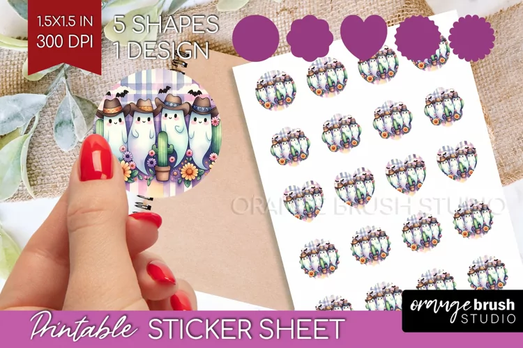 Ghost Round Sticker - Western Halloween Printable Sticker