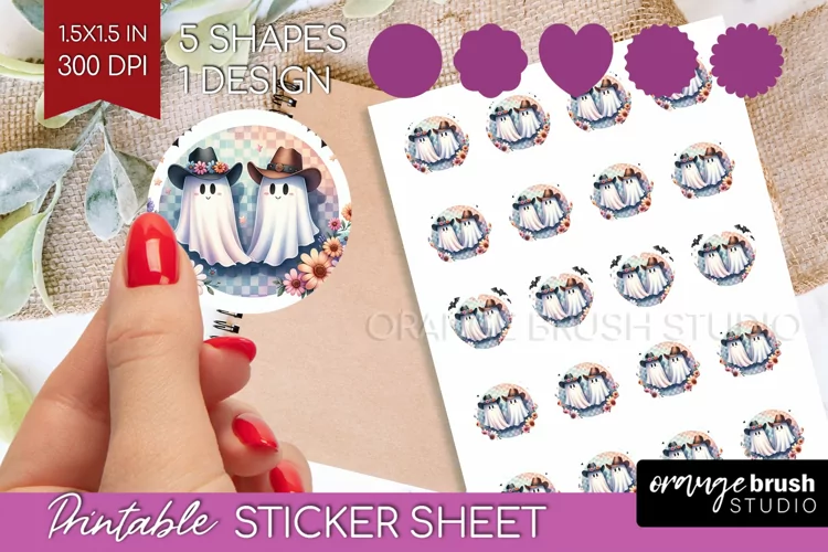 Ghost Round Sticker - Western Halloween Printable Sticker