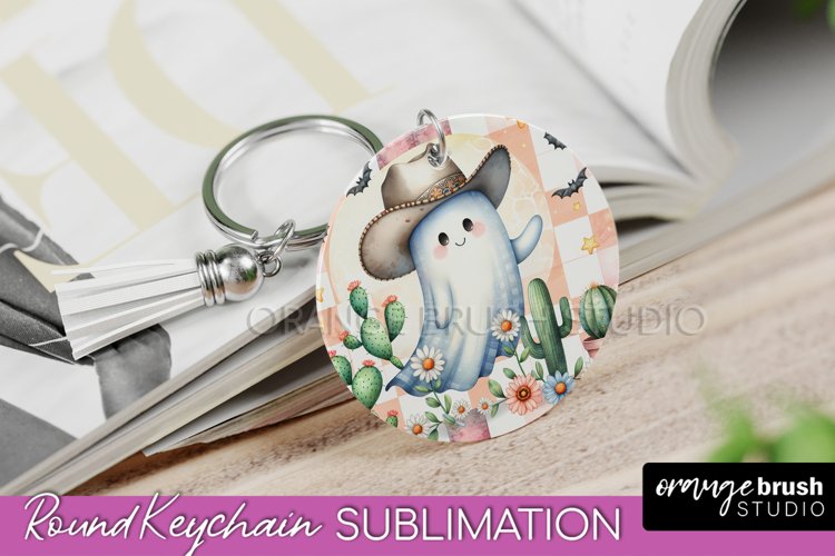 Western Halloween Keychain - Ghost Keychain Sublimation