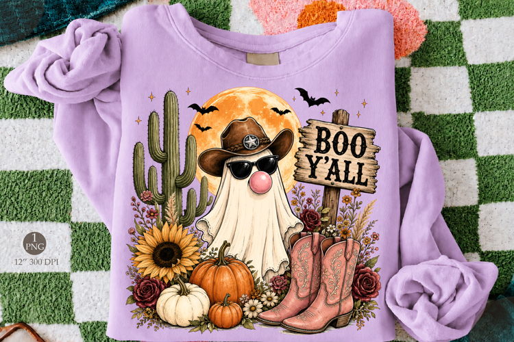 Western Ghost PNG,Boo Yall Halloween Sublimation Design