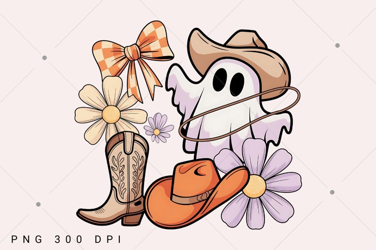 Western Halloween Ghost Coquette Png, Cowgirl Halloween