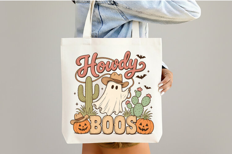 Western Halloween Howdy Boos Sublimation example image 1