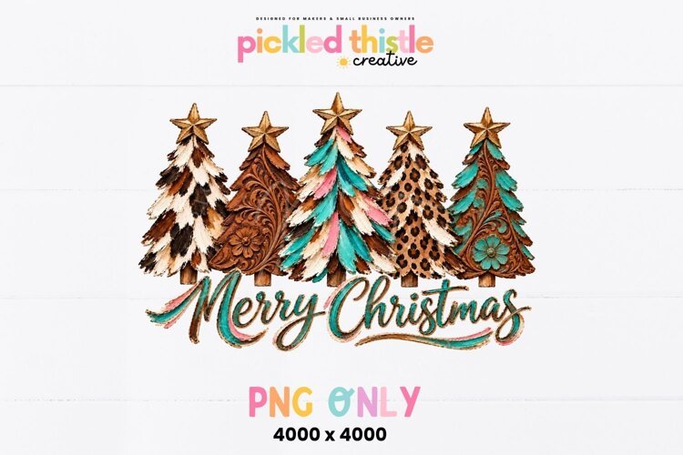 Western Christmas Trees PNG, Merry Christmas Sublimation example image 1