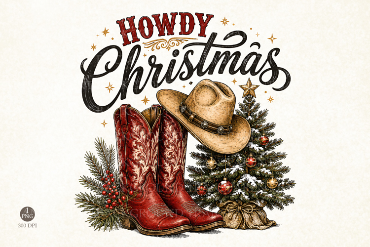 Western Howdy Christmas Cowboy PNG
