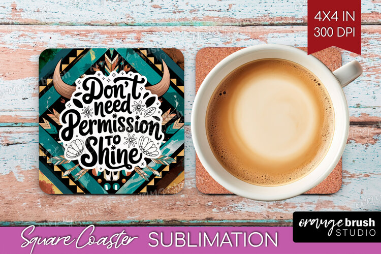 Inspirational Quote Square Coaster - Western Coaster PNG example image 1