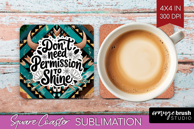 Inspirational Quote Square Coaster - Western Coaster PNG