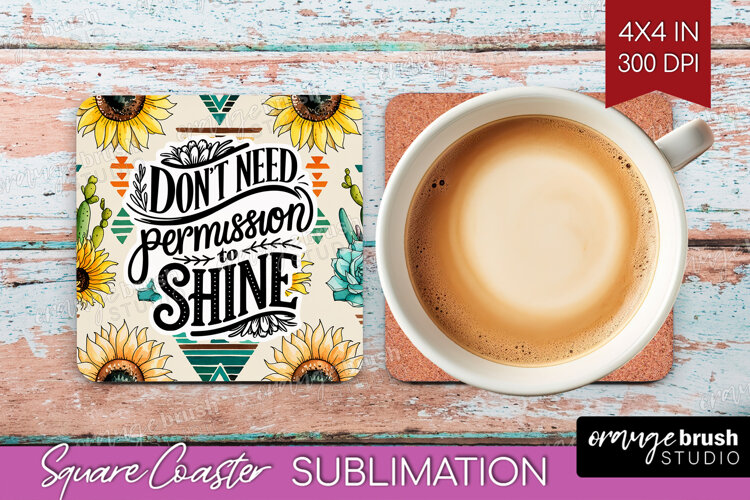 Inspirational Quote Square Coaster - Western Coaster PNG example image 1