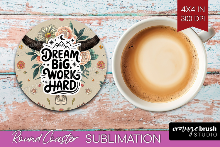 Inspirational Quote Round Coaster - Western Coaster PNG