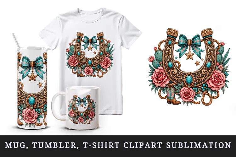 Western tumbler, mug wrap, clipart sublimation design