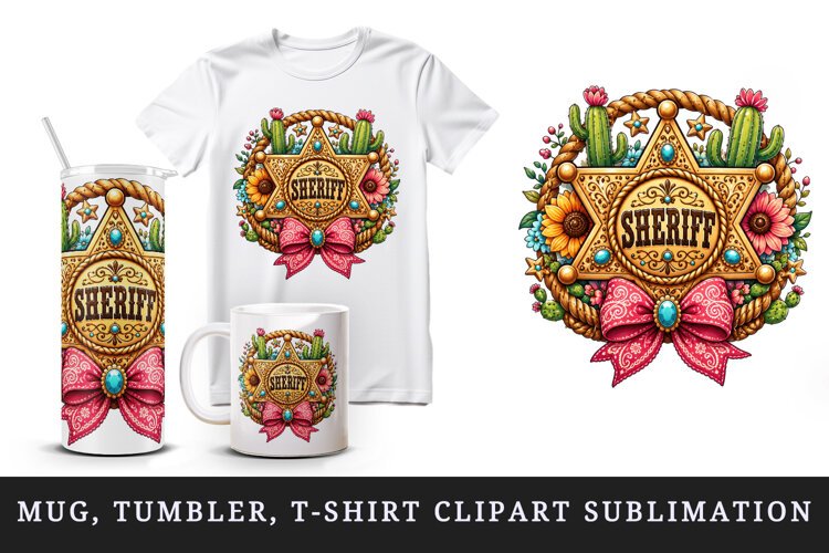 Western tumbler, mug wrap, clipart sublimation design example image 1