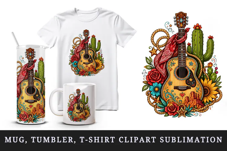 Western tumbler, mug wrap, clipart sublimation design