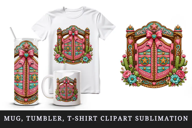 Western tumbler, mug wrap, clipart sublimation design