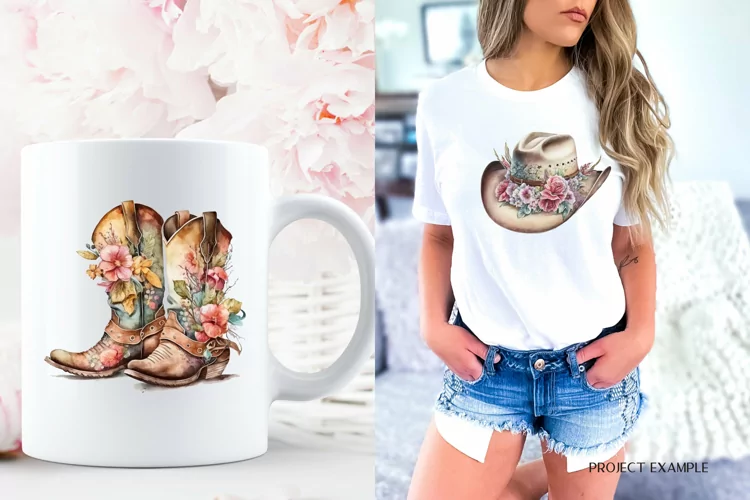 Floral Western Png | Cowgirl Hat Png | Cowgirl Boots Clipart