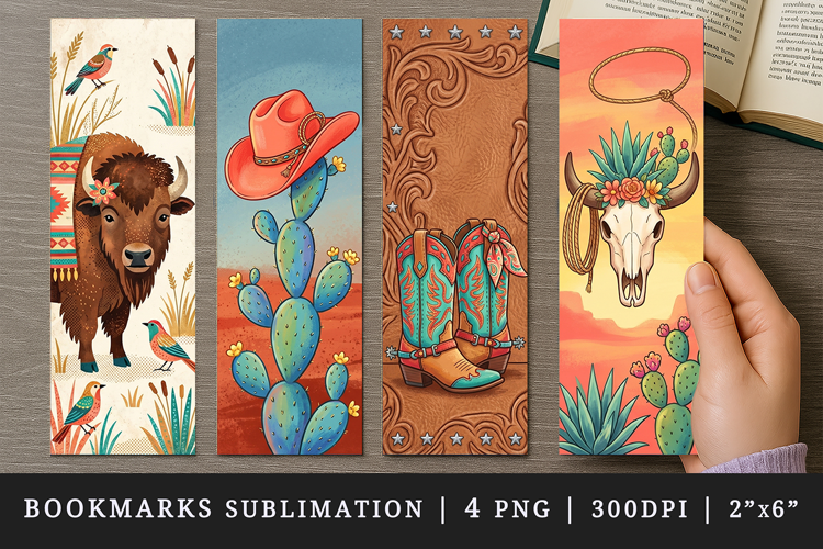 Western bookmarks printable sublimation bookmark design