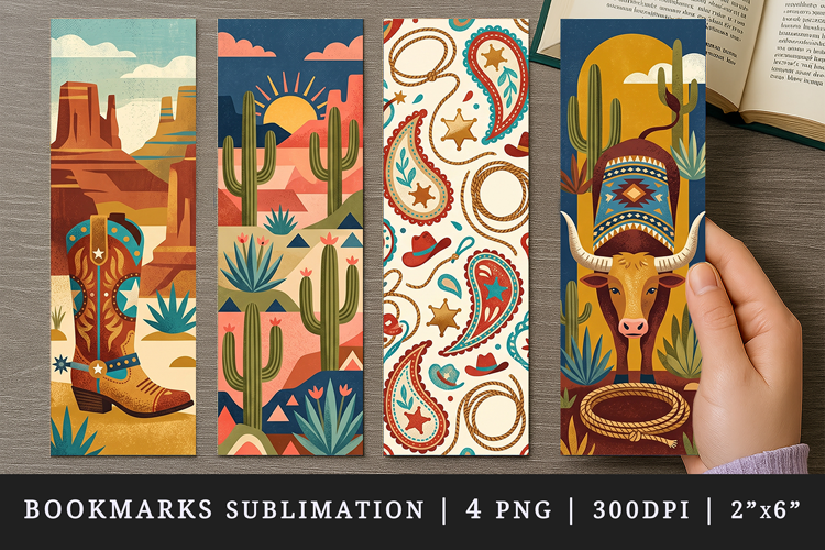 Western bookmarks printable sublimation bookmark design