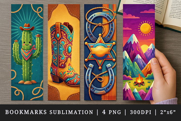 Western bookmarks printable sublimation bookmark design