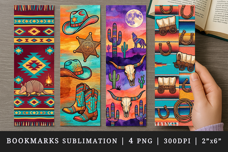 Western bookmarks printable sublimation bookmark design