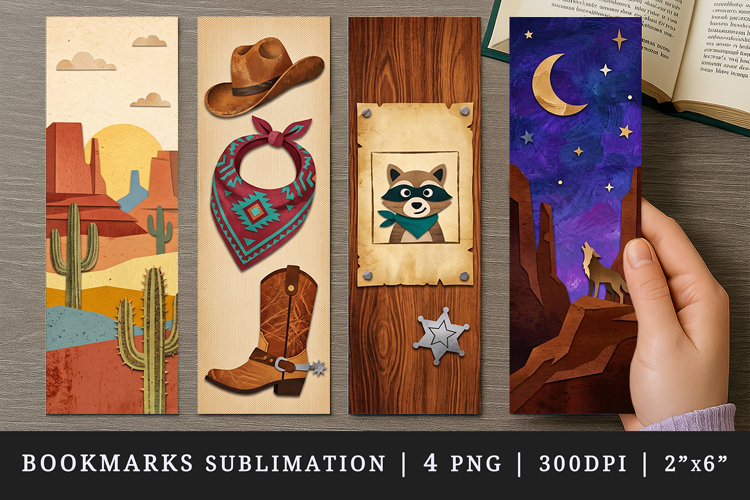 Western bookmarks printable sublimation bookmark design