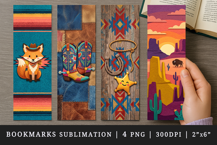 Western bookmarks printable sublimation bookmark design
