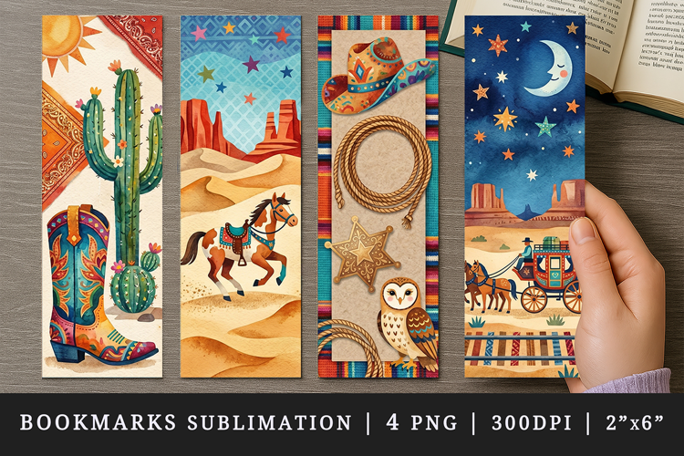 Western bookmarks printable sublimation bookmark design