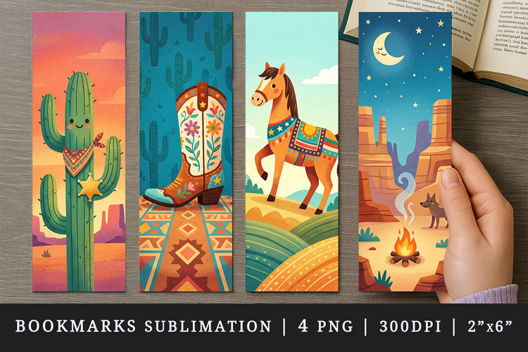 Western bookmarks printable sublimation bookmark design