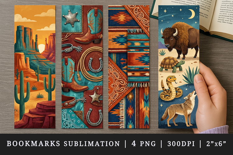 Western bookmarks printable sublimation bookmark design