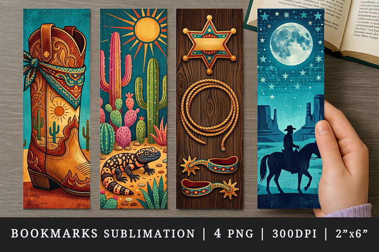 Western bookmarks printable sublimation bookmark design