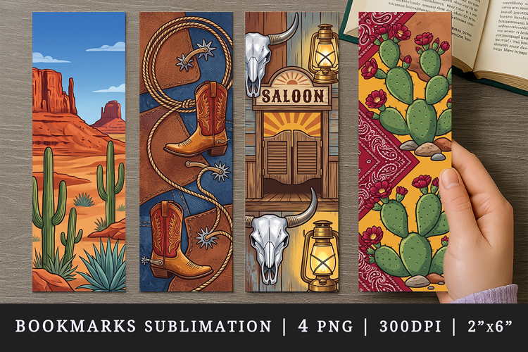 Western bookmarks printable sublimation bookmark design
