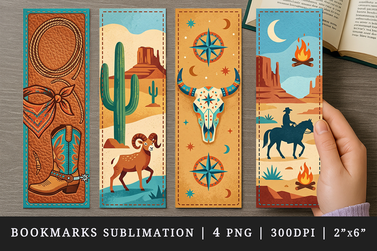 Western bookmarks printable sublimation bookmark design
