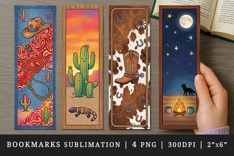 Western bookmarks printable sublimation bookmark design