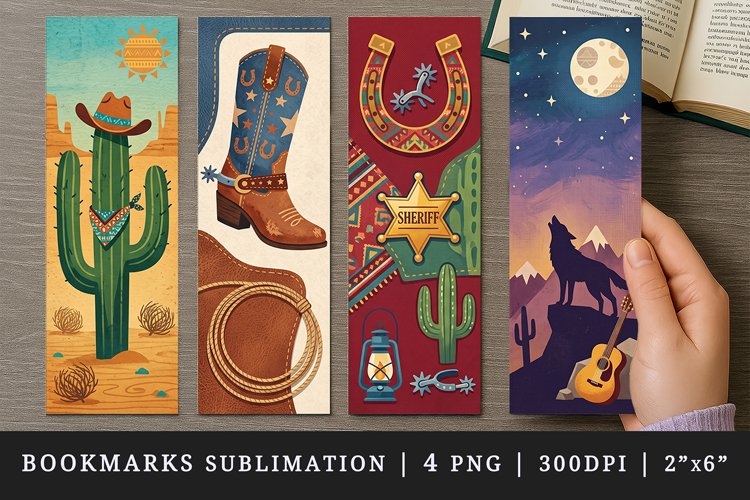 Western bookmarks printable sublimation bookmark design