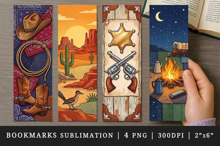 Western bookmarks printable sublimation bookmark design