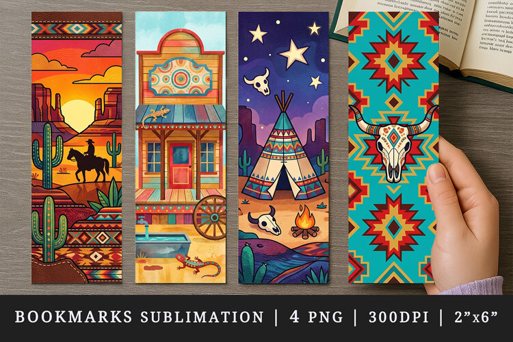 Western bookmarks printable sublimation bookmark design example image 1