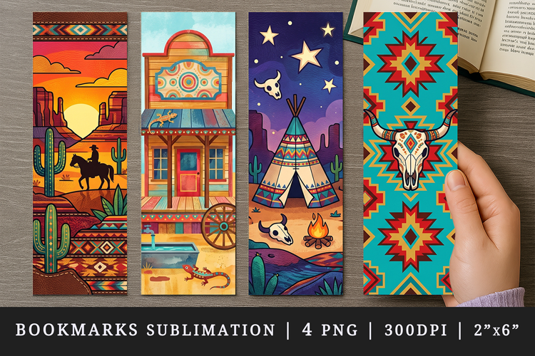 Western bookmarks printable sublimation bookmark design