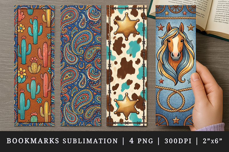 Western bookmarks printable sublimation bookmark design