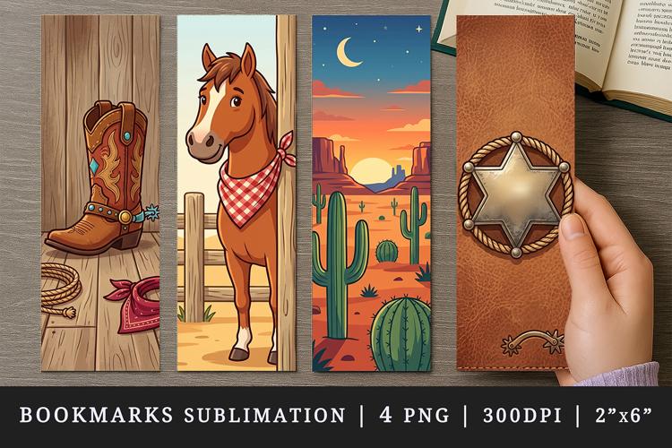 Western bookmarks printable sublimation bookmark design