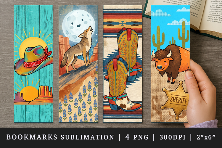 Western bookmarks printable sublimation bookmark design