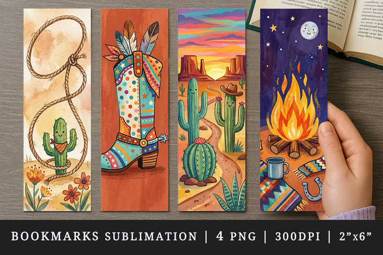 Western bookmarks printable sublimation bookmark design