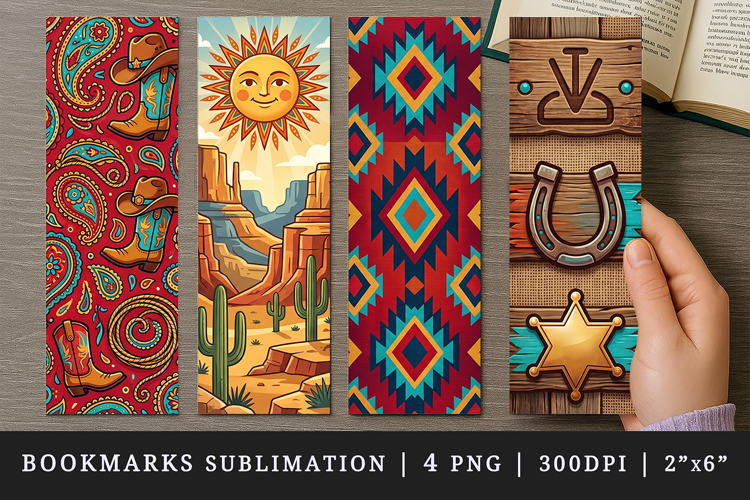 Western bookmarks printable sublimation bookmark design