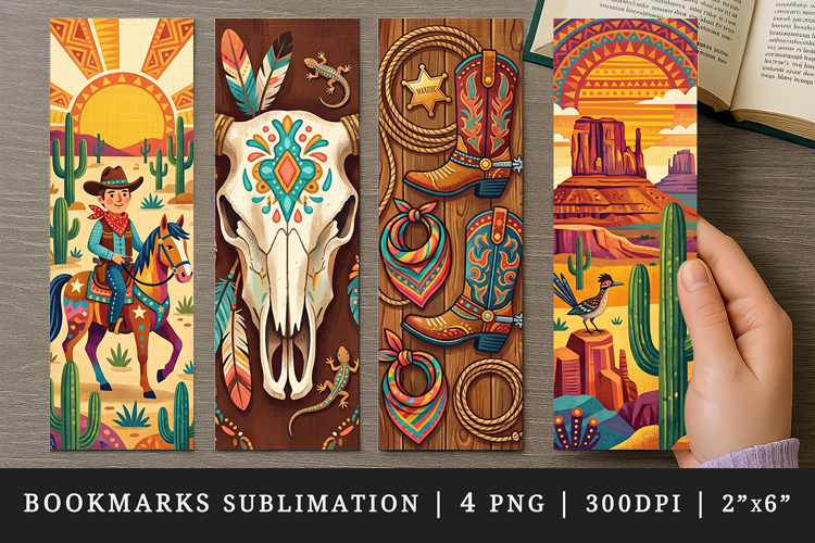 Western bookmarks printable sublimation bookmark design
